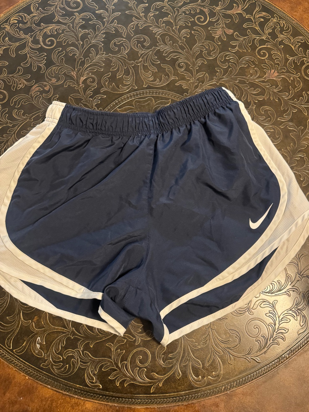 Nike Women's Navy and White Athletic Running Shorts